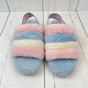UGG Fluff Yeah Slide Pride Stripe Blue, Pink White